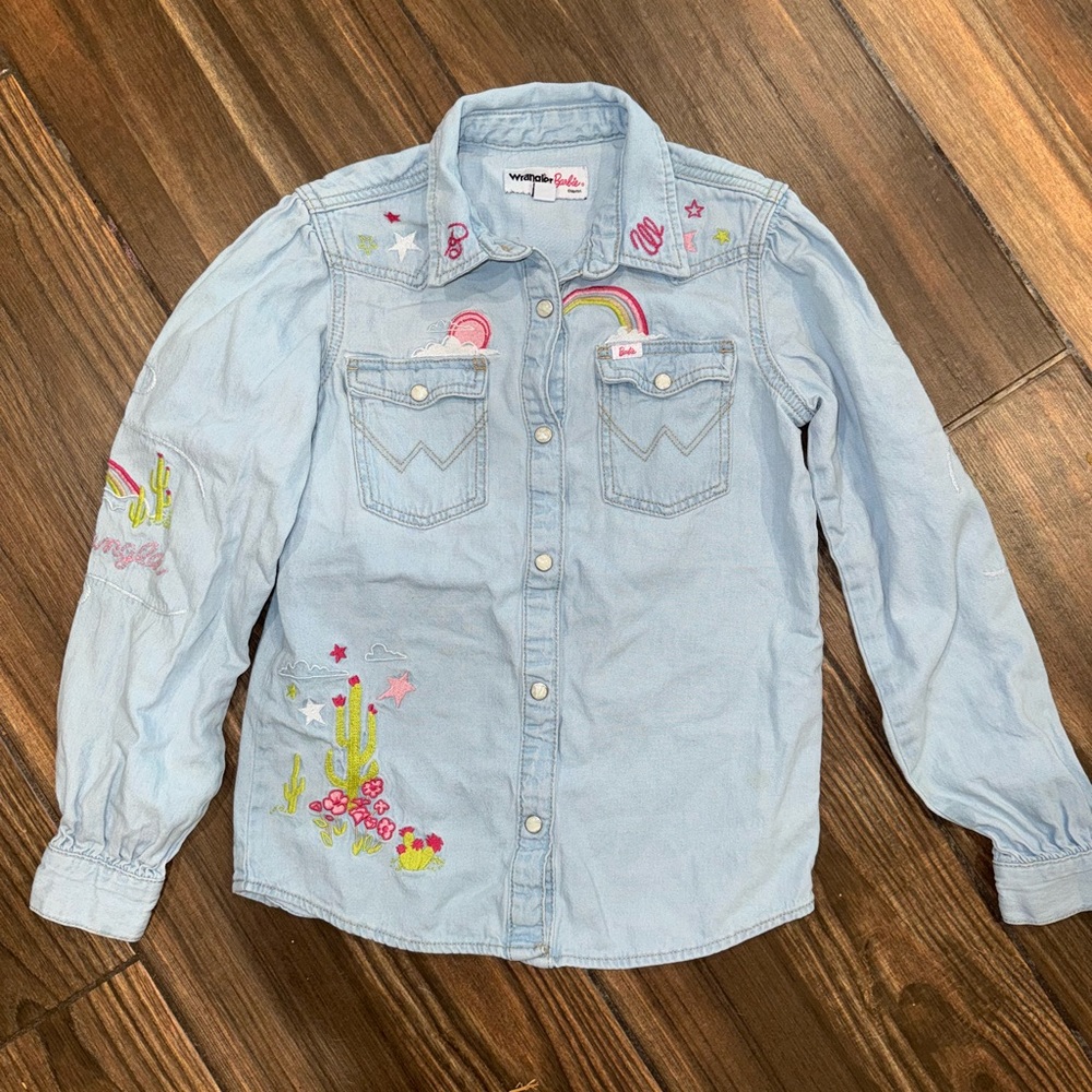 Wrangler Barbie button up shirt girls 10 12